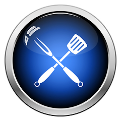 Image showing Crossed Frying Spatula And Fork Icon