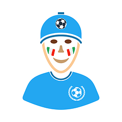 Image showing Football Fan With Painted Face By Italian Flags Icon