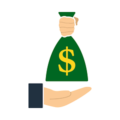Image showing Hand Holding The Money Bag Icon
