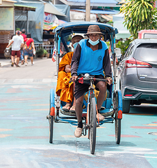 Image showing Rickshaw in Tha Chalom, Thailand