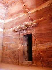 Image showing Ancient door in temple of Petra