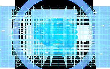 Image showing Brain hologram, ai generated and digital graphic of intelligence and neuroscience in studio. Isolated, white background and no people with life science, neuro pathway and user mind connection