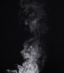 Image showing Grey smoke, transparent background and studio with steam and fog in the air. Smoking, smog swirl and isolated with smoker art from cigarette or pollution texture with png for incense creativity