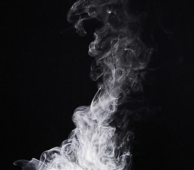 Image showing White puff of smoke, vapor and mist isolated on png or transparent background, incense or fire burning. Steam, misty and foggy air with dry ice and powder spray, fog and condensation with abstract