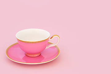 Image showing Pink and Gold Bone China Tea Cup 