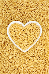 Image showing Trofie Italian Pasta Food with Heart Shape Dish