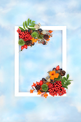 Image showing Happy Thanksgiving Abundant Nature Background Border Frame