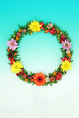 Image showing Floral Thanksgiving and Autumn Fall Nature Wreath