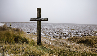 Image showing old wooden Christian cross