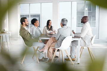 Image showing Business meeting, discussion and team planning in the office for a corporate project. Collaboration, teamwork and group of professional employees working on company strategy report in the workplace.