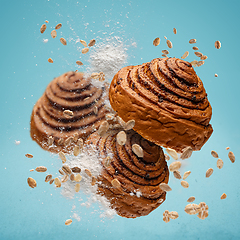 Image showing Cinnamon rolls buns with cocoa filling