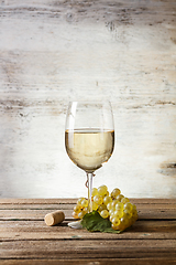 Image showing Wineglass with white wine