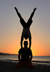 Image showing Handstand on the beach