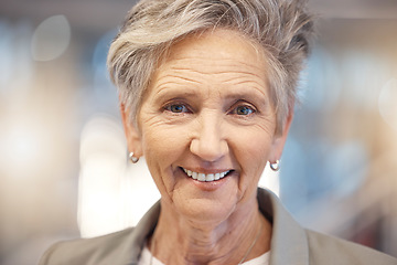 Image showing Face portrait, smile and business woman in office with pride for career, job or occupation. Ceo, senior boss and happy, proud and confident female entrepreneur, person or professional from Canada.