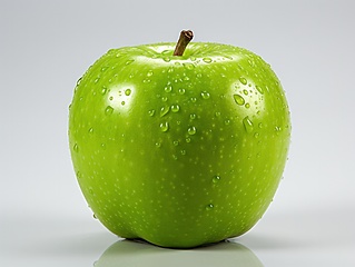 Image showing Green apple with water drops