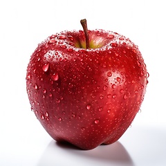 Image showing Red apple with water drops