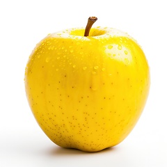 Image showing Yellow apple with water drops