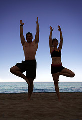 Image showing Beach yoga