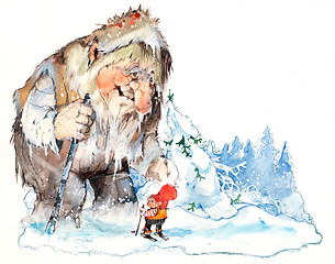 Image showing Young santa and the troll