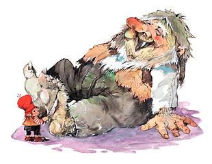 Image showing Youn Santa and a Troll