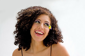 Image showing Brunette with flower makeup