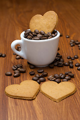 Image showing Three Gingerbread Cookies in Coffee Beans