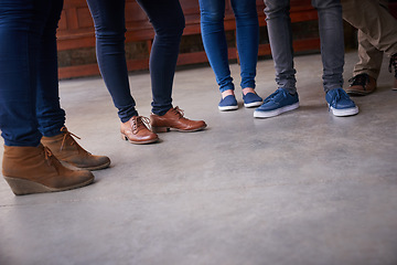 Image showing Campus life. Closeup shot of university students standing on campus.