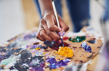 Image showing Let the colors inspire you. Cropped shot of an unrecognizable woman holding a painters palette.