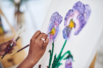 Image showing Share your talent with the world. Cropped shot of an unrecognizable woman working on a painting in a art studio.