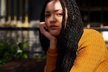 Image showing Today should be all about you. Cropped shot of a beautiful young woman out in the city during the day.