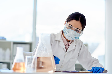 Image showing Conducting another careful experiment. Shot of a young scientist doing an experiment in a lab.