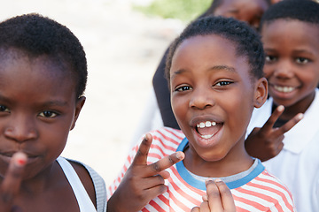 Image showing All we want is love and peace. Shot of kids at a community outreach event.