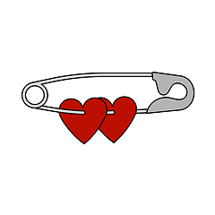 Image showing Two Valentines Heart With Pin Icon