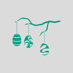 Image showing Easter Eggs Hanged On Tree Branch Icon