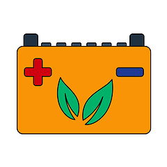 Image showing Car Battery With Leaf Icon