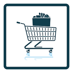 Image showing Shopping Cart With Bag Of Food Icon