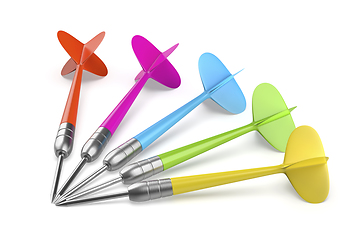 Image showing Colorful plastic darts