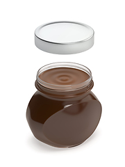 Image showing Glass jar with chocolate cream