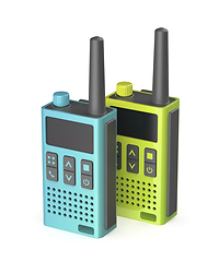 Image showing Set of two different colored walkie-talkies