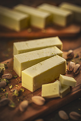 Image showing Homemade bar of white chocolate