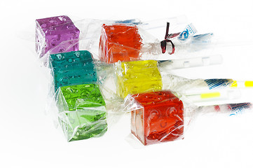 Image showing colorfull dice lollipops