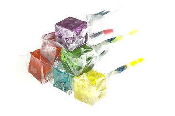 Image showing colorfull dice lollipops