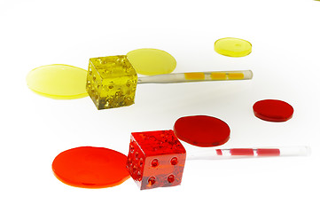 Image showing colorfull dice lollipops