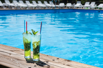 Image showing Two Mojito cocktail with lime and mint in highball glass