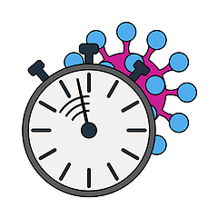 Image showing Coronavirus Molecule Under Stopwatch Icon