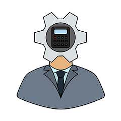 Image showing Analyst With Gear Hed And Calculator Inside Icon