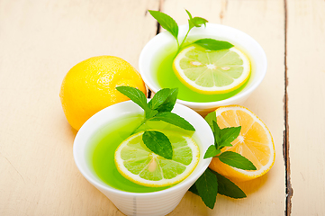 Image showing mint infusion tea tisane with lemon