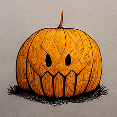 Image showing Halloween pumpkin angry cartoon character concept of monsters an