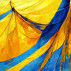 Image showing Abstract painting on blue and yellow watercolor painting backgro