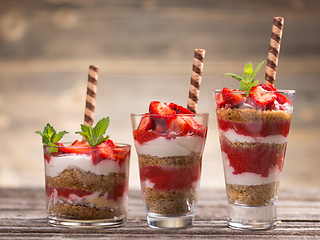 Image showing Dessert with fresh strawberries